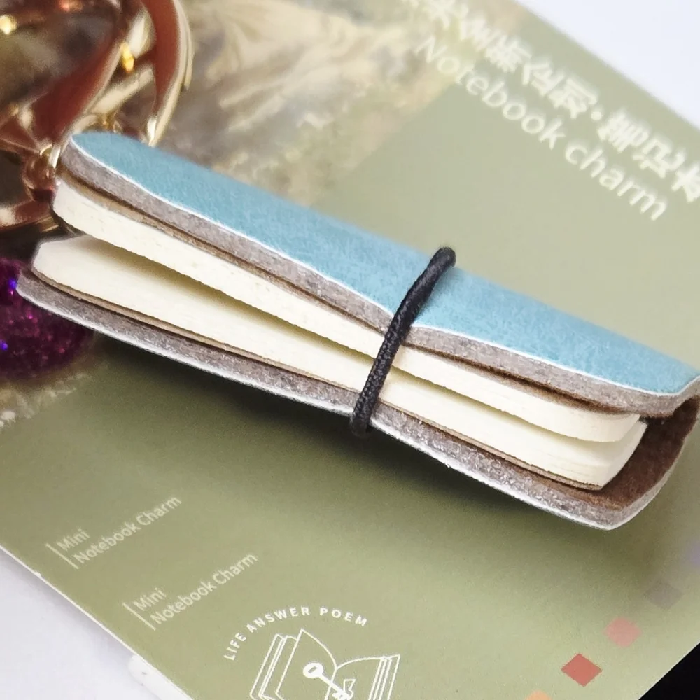 Mini Turquoise Traveler’s Notebook Keychain Faux Leather Journal Bag Charm Clip
